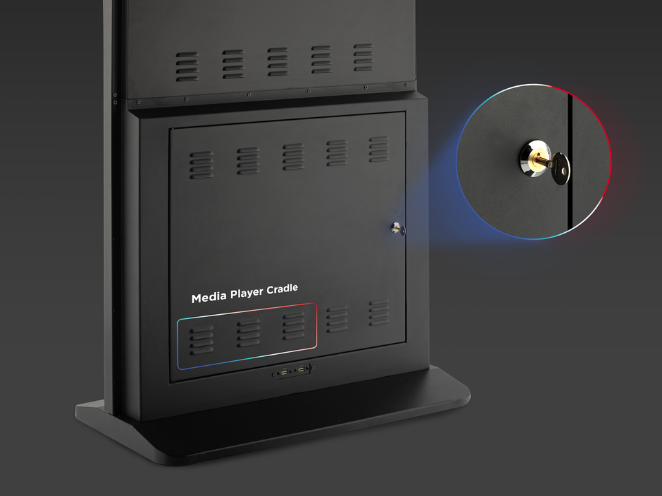 Media Player Cradle with Security Door