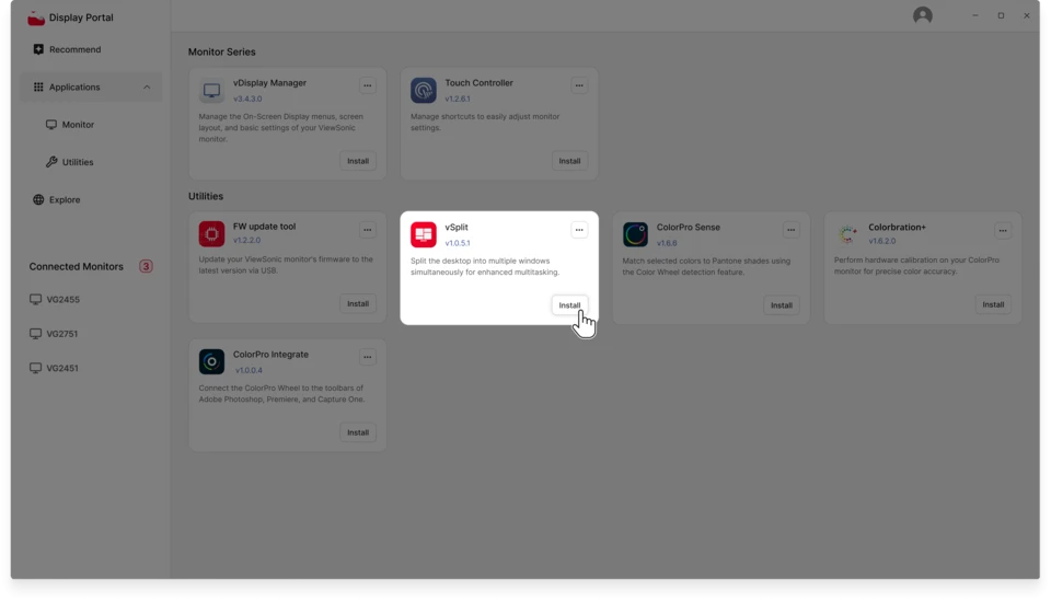 Access vSplit via Display Portal