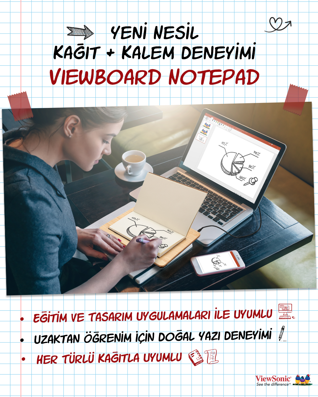ViewBoard NotePad gerçek kalem ve kağıtla alınan notları dijitalize ediyor